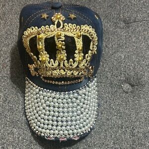 Embellished Crown Denim Cap